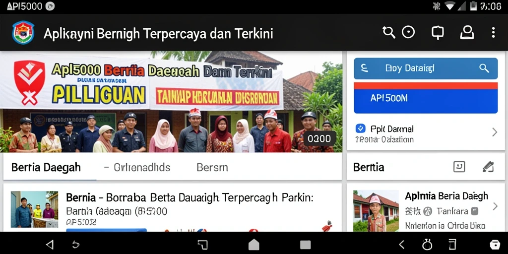 Tampilan antarmuka utama aplikasi API5000 menampilkan berita daerah terbaru.