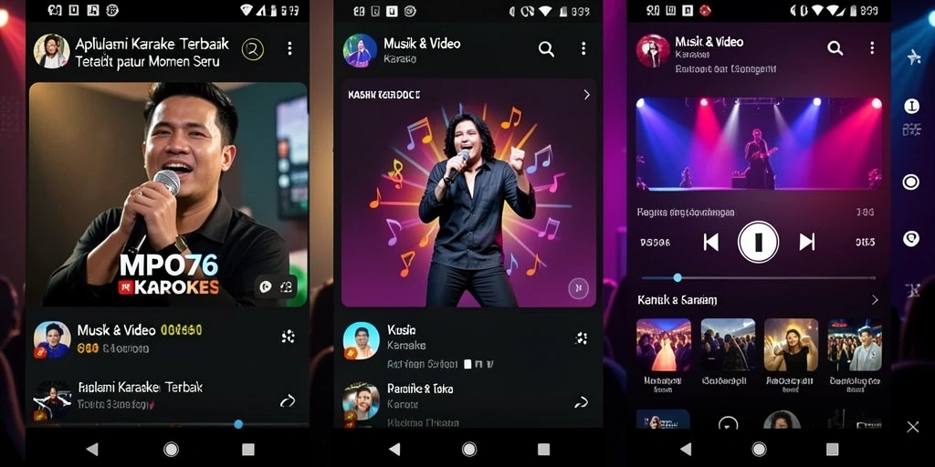 Tampilan antarmuka MPO76 dengan fitur karaoke yang menarik.